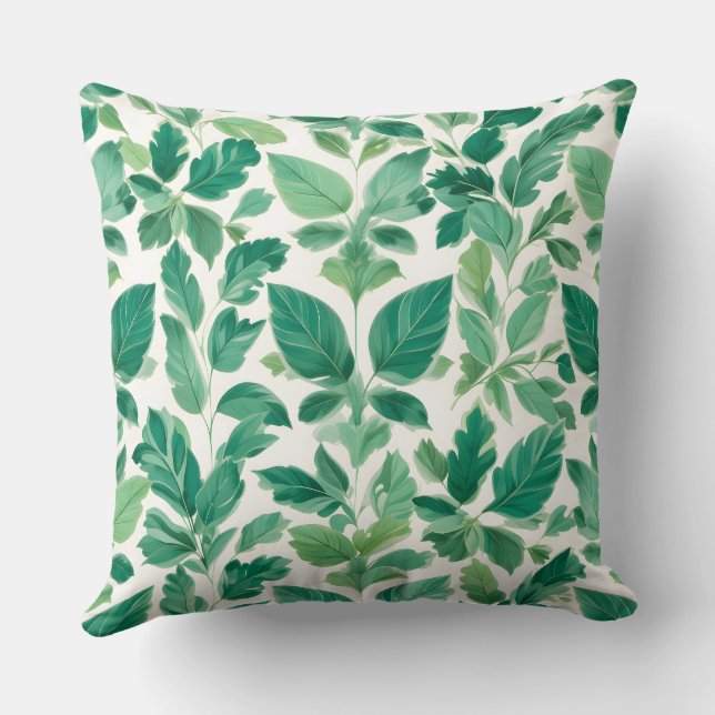 Cojín Decorativo Patrón de follaje verde (Reverso )