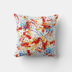 Cojín Decorativo Patrón de fondo blanco de puntos de color de agua