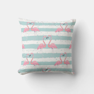 Cojín Decorativo Patrón de fondo rayado Flamingo exótico