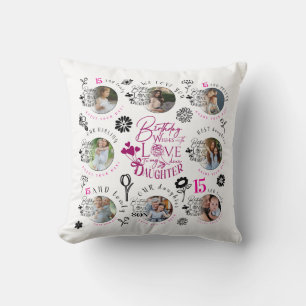 Cojín Decorativo Patrón de foto personalizado cumpleaños hija