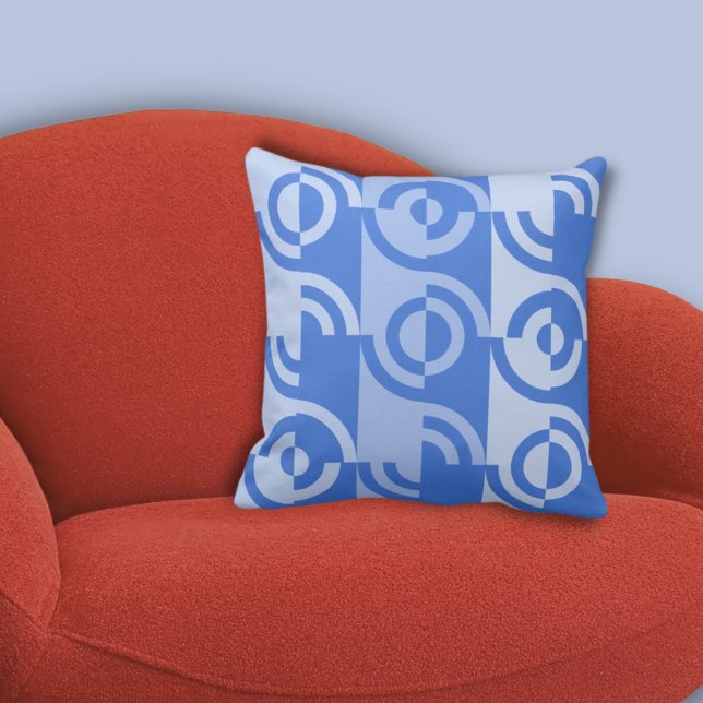 Cojín Decorativo Patrón de fragmentos circulares divertidos azul (Fun Circular Fragments Pattern Blue Throw Pillow)