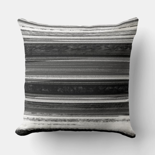 Cojín Decorativo Patrón de franja abstracta texturizada gris carbón (Anverso)