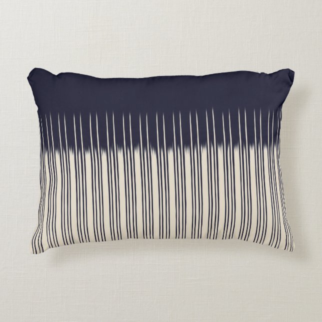 Cojín Decorativo Patrón de franja de estilo azul delgado/profundo (Anverso)
