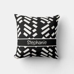 Cojín Decorativo Patrón de franja diagonal minimalista negro con no