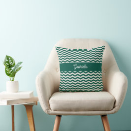 Cojín Decorativo Patrón de franja en zig zag de Chevron verde turqu