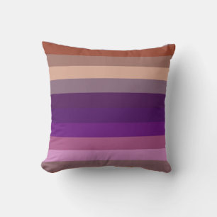 Cojín Decorativo Patrón de franja horizontal de tierra retro y ciru