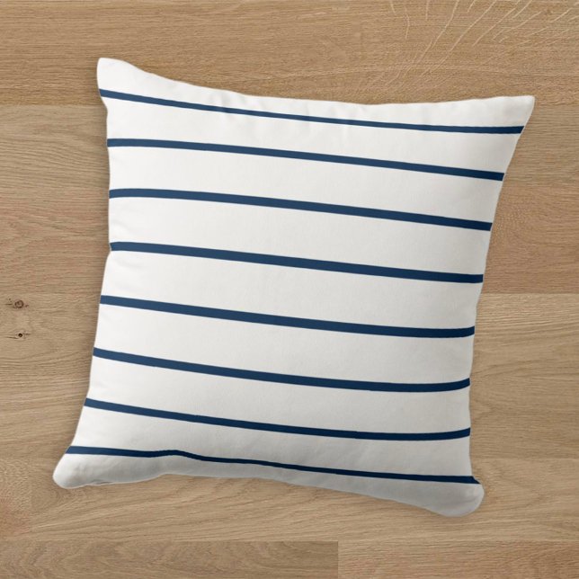 Cojín Decorativo Patrón de franja simple azul de la Marina moderna (Subido por el creador)