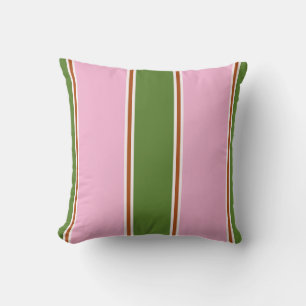 Cojín Decorativo Patrón de franja verde rosa retro