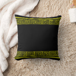 Cojín Decorativo Patrón de friso griego amarillo