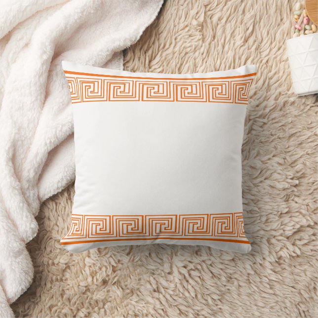 Cojín Decorativo Patrón de friso griego naranja (Manta)