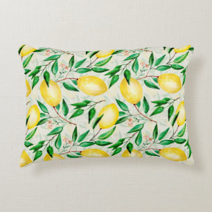 Cojín Decorativo Patrón de fruta de acuarela sin foco. limones en r
