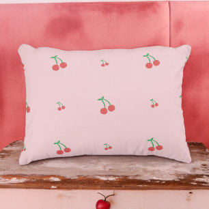 Cojín Decorativo Patrón de Fruta de Cereza Rojo Rosa