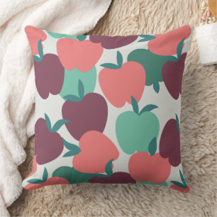 Cojín Decorativo Patrón de Fruta de Manzana Colorida