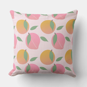 Cojín Decorativo Patrón de fruta de naranja melocotón lindo rosa