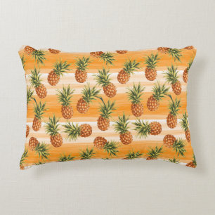 Cojín Decorativo Patrón de fruta de piña tropical verde naranja