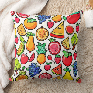 Cojín Decorativo Patrón de fruta vibrante