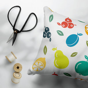Cojín Decorativo Patrón de frutas, ciruela, Naranja, limón, pera, m