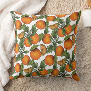 Cojín Decorativo Patrón de frutas cítricas naranjas vintage