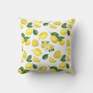 Cojín Decorativo Patrón de frutas color agua de los lemas amarillos