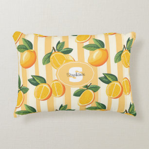 Cojín Decorativo Patrón de frutas de cítricos vibrantes con hojas v