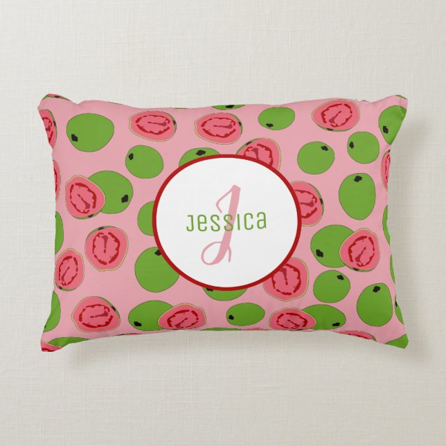 Cojín Decorativo Patrón de frutas de guayaba personalizado (Anverso)
