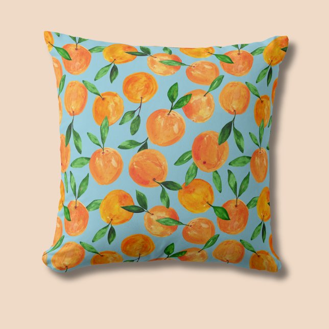 Cojín Decorativo Patrón de frutas de los naranjas de cítricos (Summer fruit citrus orange pattern throw pillow cushion)