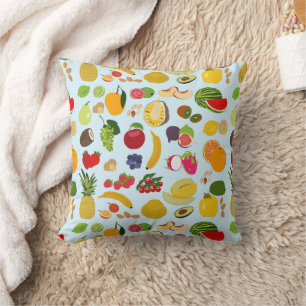 Cojín Decorativo Patrón de Frutas de Verano Colorido