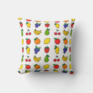 Cojín Decorativo Patrón de Frutas Mezcladas Coloridas