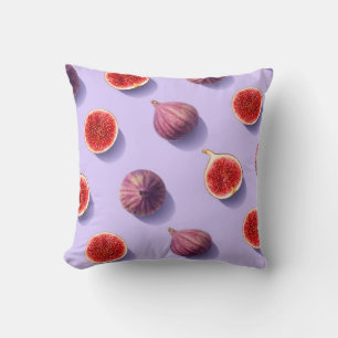 Cojín Decorativo Patrón de frutos coloridos de higos frescos en púr