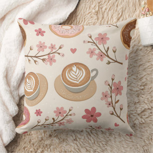 Cojín Decorativo Patrón de funda de café Flor de Cerezo (3)