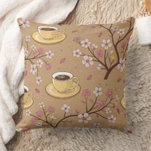 Cojín Decorativo Patrón de funda para café de flor de cerezo (1)