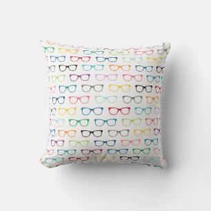 Cojín Decorativo Patrón de gafas de hipster multicolor nerd