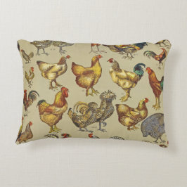 Cojín Decorativo Patrón de gallo vintage: Arte de granja