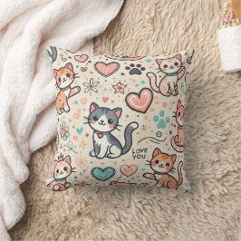 Cojín Decorativo Patrón de gatito adorable