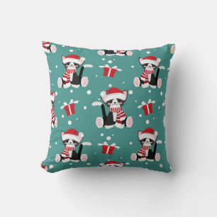 Cojín Decorativo Patrón de gatito negro de Navidad
