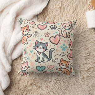 Cojín Decorativo Patrón de gatitos de corte