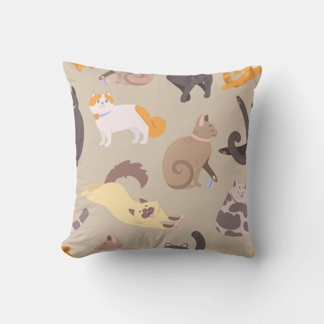 Cojín Decorativo Patrón de gato (Anverso)