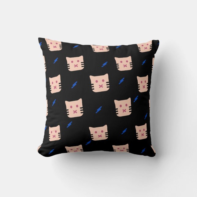 Cojín Decorativo Patrón de gato adorable (Anverso)