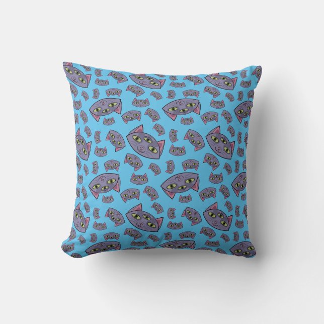 Cojín Decorativo Patrón de gato alienígena (Anverso)