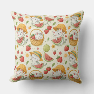 Cojín Decorativo Patrón de gato de frutas de verano - Diseño de pic
