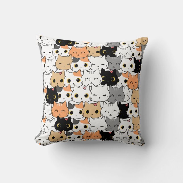 Cojín Decorativo Patrón de gato lindo (Anverso)