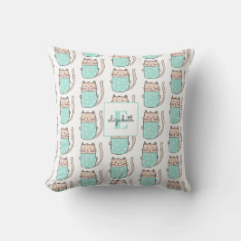 Cojín Decorativo Patrón de gato monograma para bebé