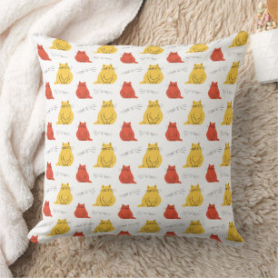 Cojín Decorativo Patrón de gato naranja y amarillo lindo