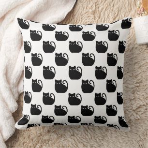Cojín Decorativo Patrón de Gatos Negros Adorables