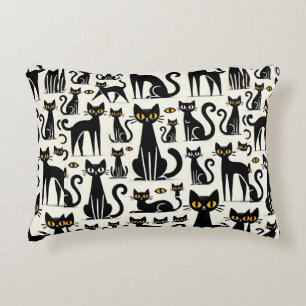 Cojín Decorativo Patrón de gatos negros de dibujos animados jugueto