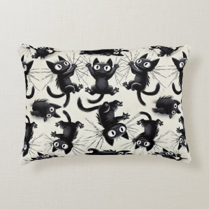 Cojín Decorativo Patrón de gatos negros de dibujos animados jugueto