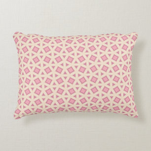 Cojín Decorativo Patrón de Geometría de Celosía Rosa