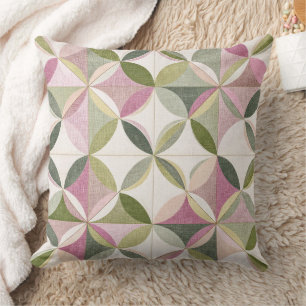 Cojín Decorativo Patrón de geometría floral pastel Cottagecore