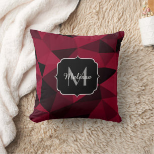 Cojín Decorativo Patrón de geometría magenta rosa rojo negro Monogr