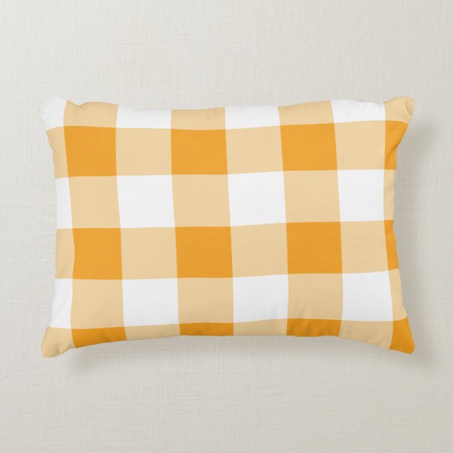 Cojín Decorativo Patrón de Gingham amarillo (Anverso)